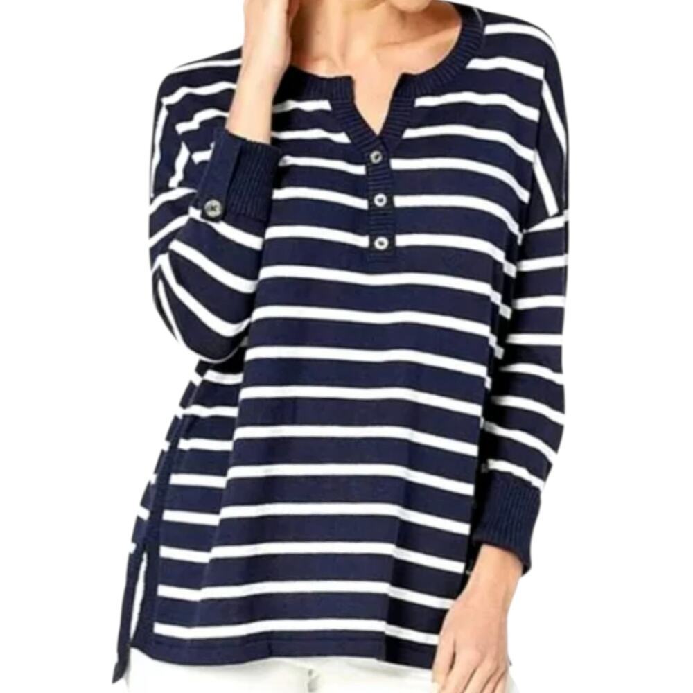 Women's Lilly Pulitzer Faraway Sweater True Navy White Moonlight Stripe M